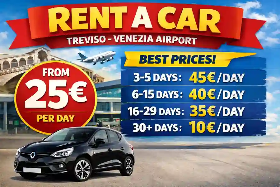 Închirieri Auto Low Cost Aeroportul Treviso Italia de la 29 euro/zi