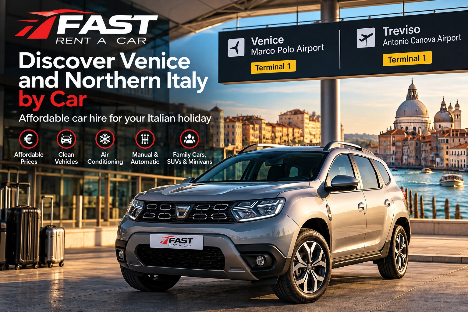 Günstige Mietwagen am Flughafen Venedig und Treviso, Italien – Fast Rent a Car