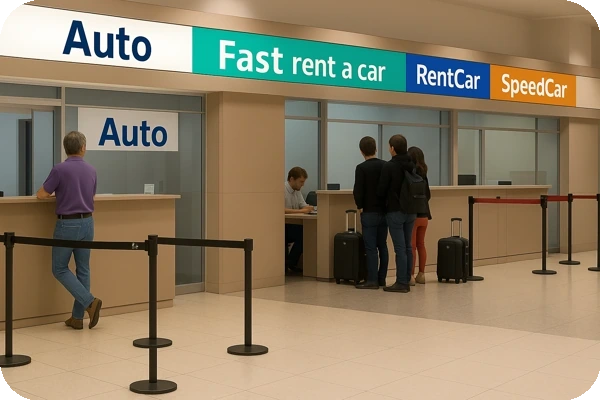 Illustratives Bild des Fast Rentacar-Büros in Venedig, Autovermietung ohne Kreditkarte und kostenlose Stornierung