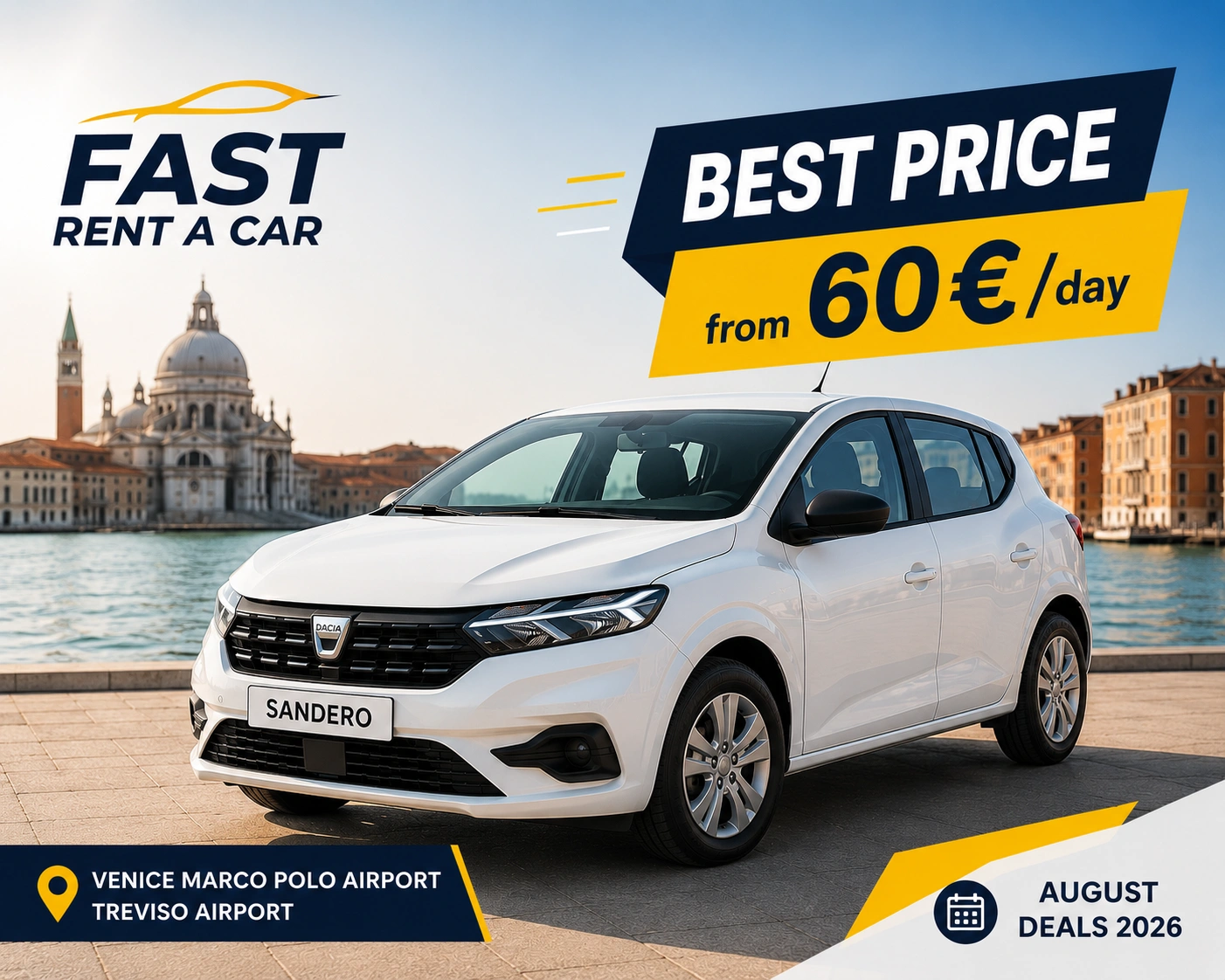 Dacia Sandero rental in Venice and Treviso from €60 per day without a credit card